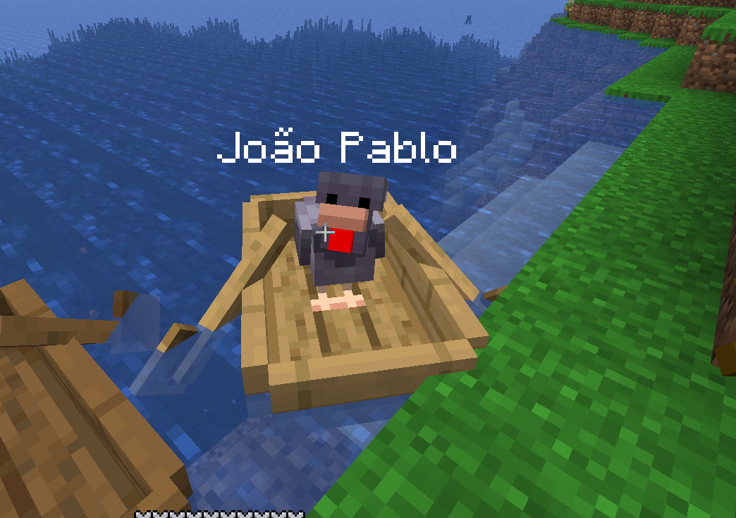 Picture of João Pablo on the terraformed mushroom island near The Alliance's first base of -23k -23k, July 18, 2026 (picture taken after-the-fact)